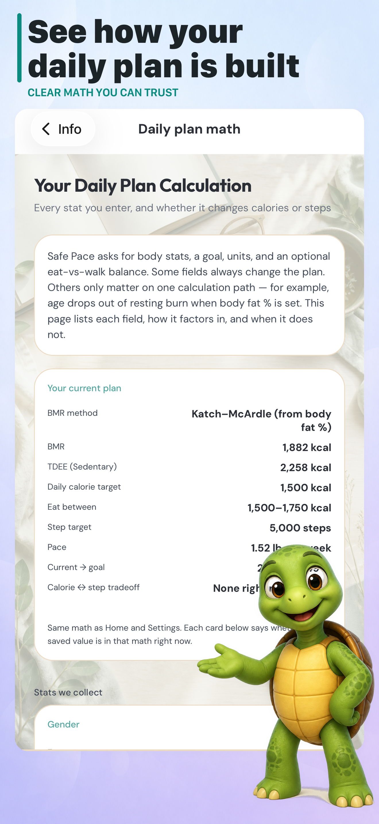 Daily calorie and step plan