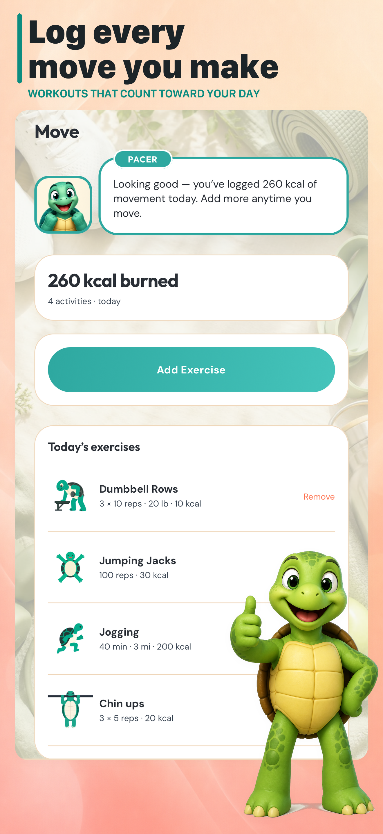 Exercises logged on Move